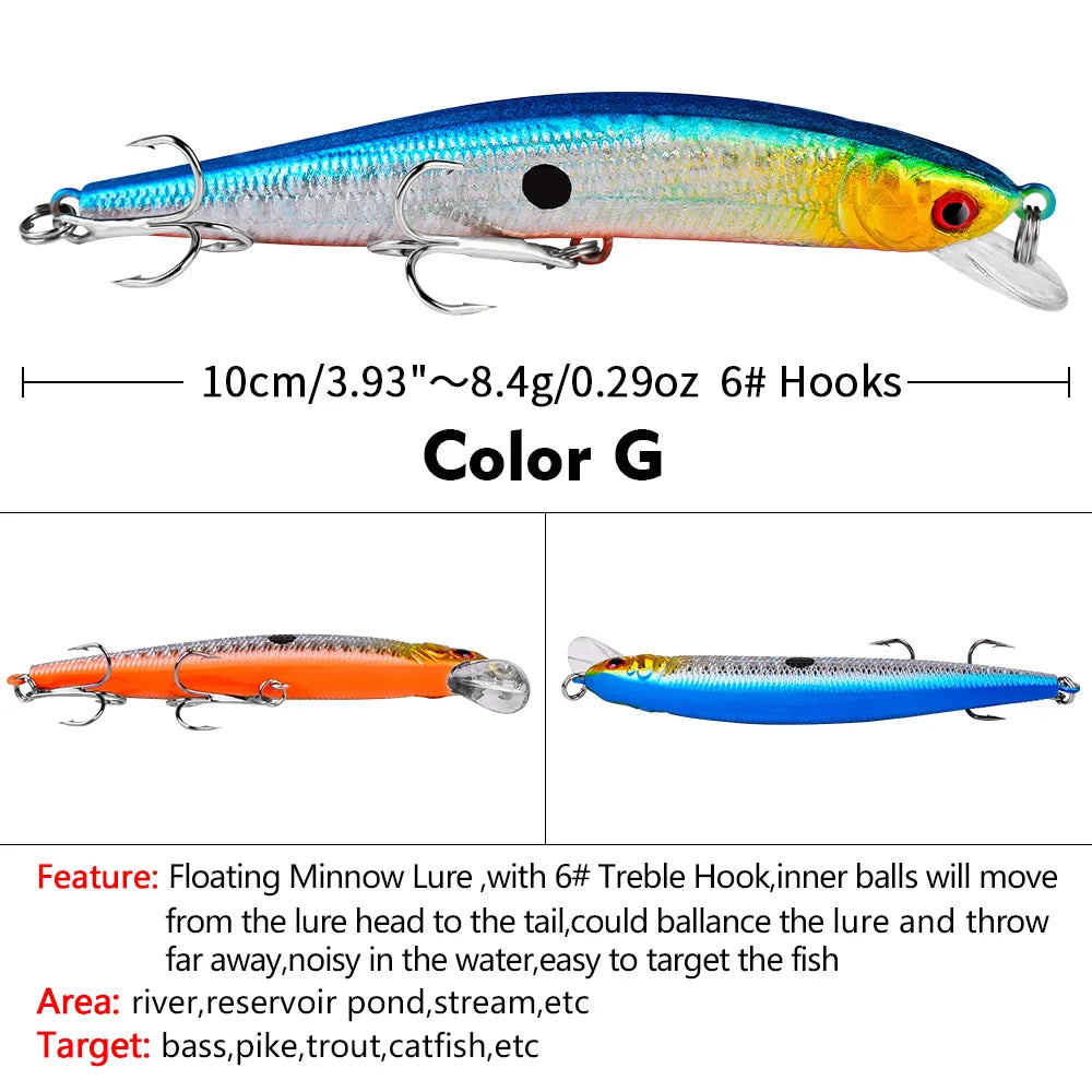 Floating Fishing Lure 8.4G 10CM Urgent Fishing Minnow Crank Lure Swinger Fishing Lure Set Processing Artificial Lure Kit