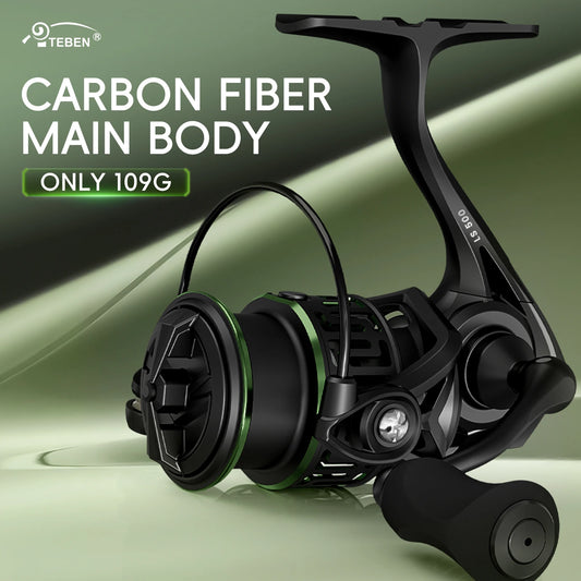 HAUT TON LS Carbon Fiber Only 109G Lightweight Spinning Fishing Reel 5.2:1 Gear Ratio 5+1 BB For Saltwater Freshwater ce Fishing