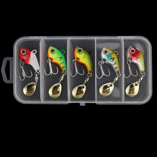 5Pcs/Box Metal Mini VIB With Spoon Fishing Lure 5g 7g 10g 14g  Fishing Tackle Pin Crankbait Vibration Spinner Sinking Bait