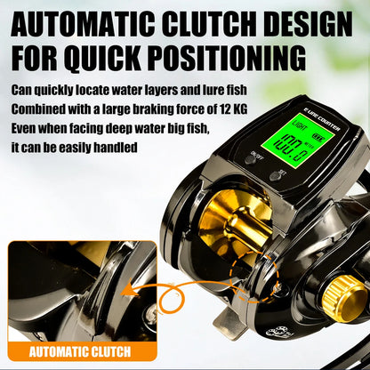 Digital Surf Fishing Reel – Aluminum Alloy, 6.3:1 High-Speed, 12kg Drag Power