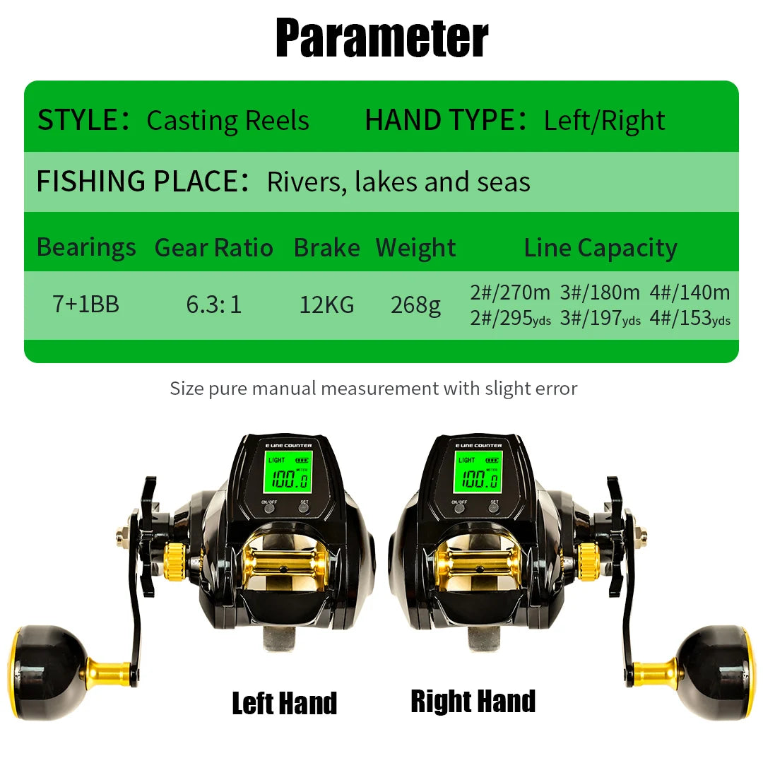 Digital Surf Fishing Reel – Aluminum Alloy, 6.3:1 High-Speed, 12kg Drag Power