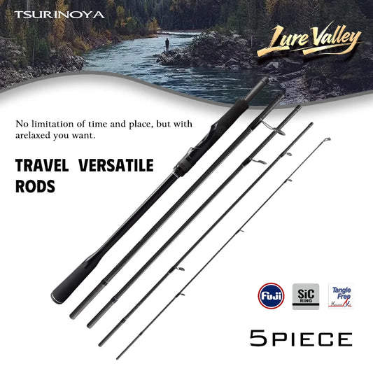 TSURINOYA Portable Fishing Rod LURE VALLEY 5 Section 1.98/2.08/2.28/2.44/2.7m RF FUJI A SIC Guide Spinning Casting Pike Bass Rod