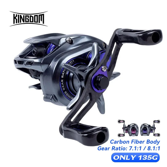 Kingdom Ultra-Light Baitcasting Reel – 135g, Shallow Spool, 4kg Drag, 7.1:1 / 8.1:1