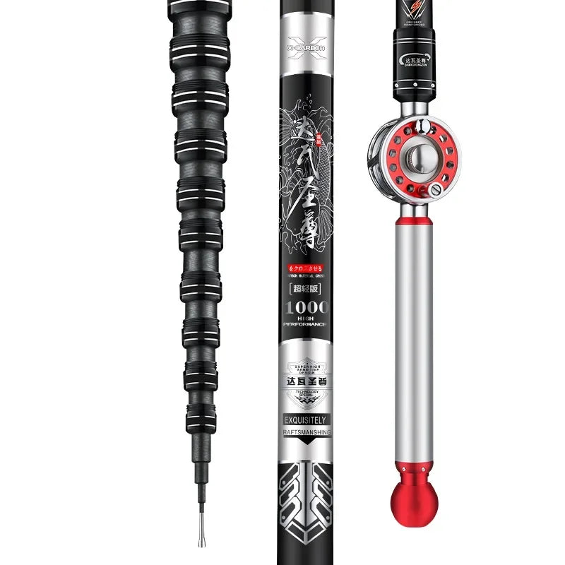 High Carbon Variable 4.5-10M Multi Positioning Hollow Fishing Rod and Reel Combo Set Ultralight Superhard Stream Hand Pole Set