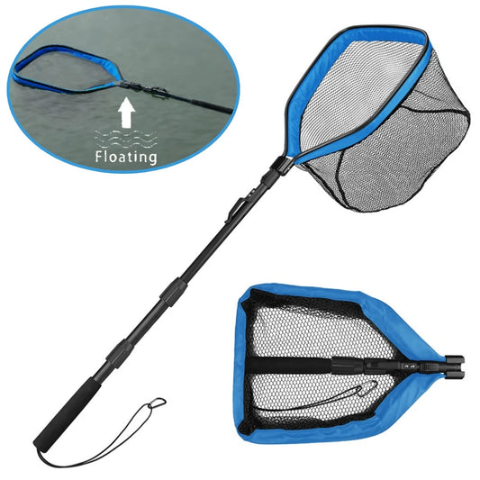 Fishing Net Fish Floating Landing Nets with Foldable Telescopic Pole Handle&Nylon Mesh for Saltwater Freshwater Catch&Release