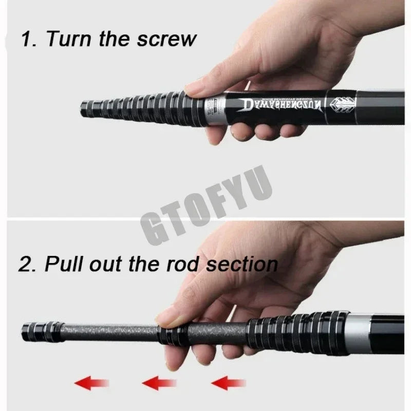 High Carbon Variable 4.5-10M Multi Positioning Hollow Fishing Rod and Reel Combo Set Ultralight Superhard Stream Hand Pole Set