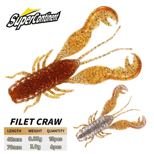 2023 Supercontinent Filet Craw Bait perch Lures Soft Lure Fishing Lures shrimp Lobster Soft Plastic Lure Fishing Lures