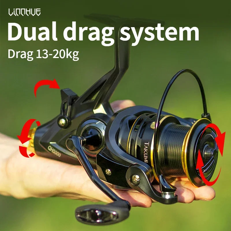 LINNHUE Carp Spinning Reel – 20kg Drag, Double Drag System, Sizes 3000–9000